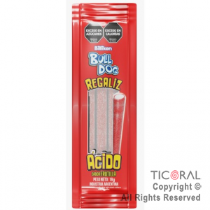 GOLO REGALIZ ACIDO BULLDOG FRUTILLA X 18 GR X 12 UNIDADES